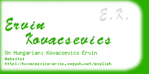 ervin kovacsevics business card